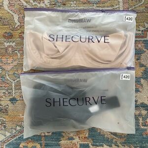 SHECURVE balconette Black and Nude Bras